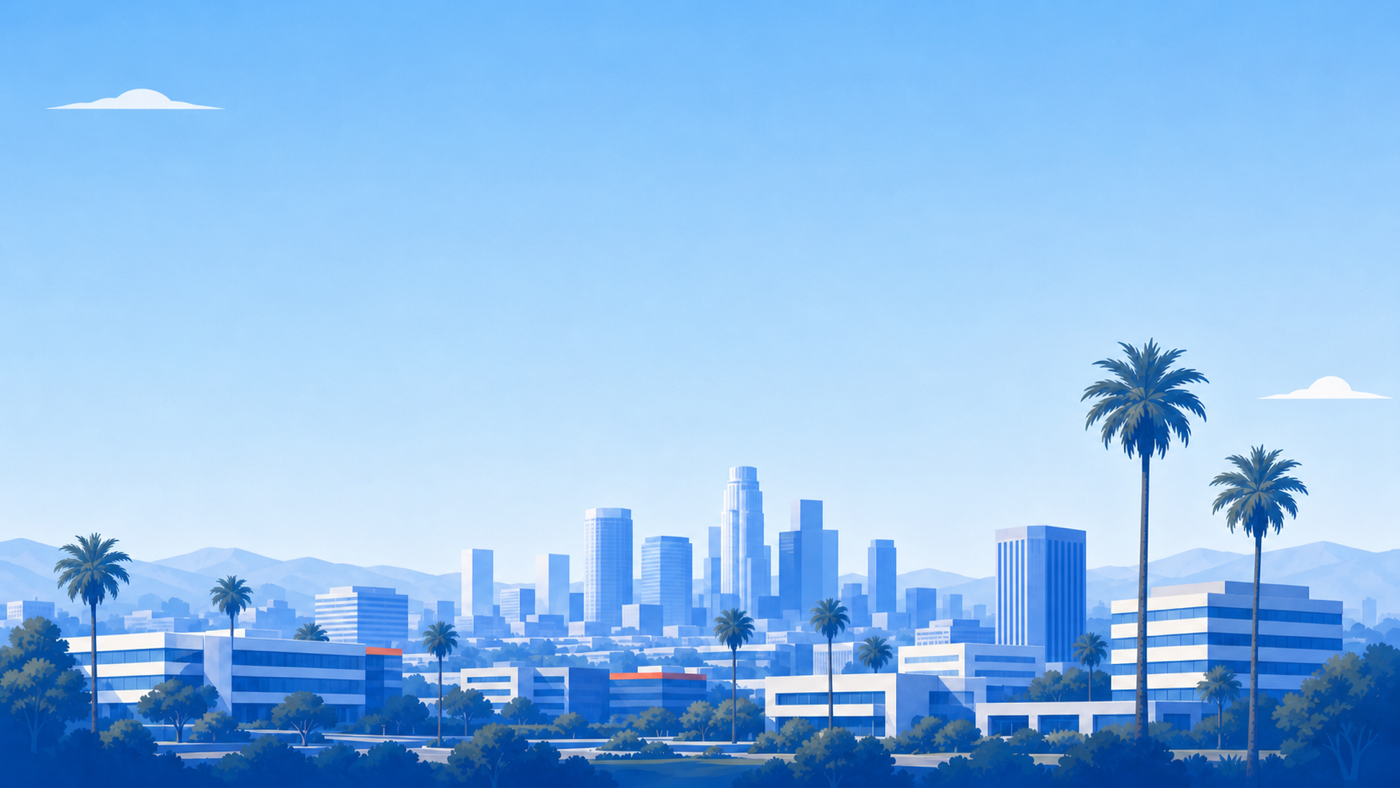 ロサンゼルスの街並みのイラスト